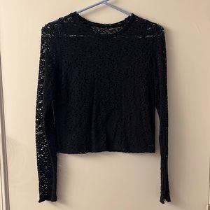 Black lacey long sleeve slightly cropped top